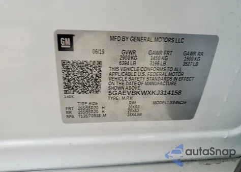 2019 Buick Enclave Premium from USA, damaged, VIN 5GAEVBKWXKJ314158